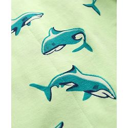 Pine Kids 100% Cotton Knit Full Sleeves T-Shirt & Pyjama Co-Ords Set With Whale Print - Limegreen