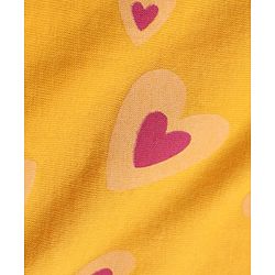 Pine Kids Cotton Knit Half Sleeves Co-Ords Top & Pyjama Night Suit with Heart Print - Yellow