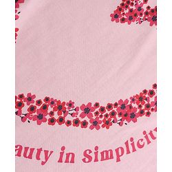 Pine Kids Cotton Knit Half Sleeves Top & Pyjama Night Suit with Heart, Text & Floral Print - Pink