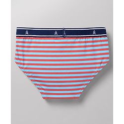 Pine Kids Cotton Elastane Knit Stripped Briefs with Airplane Print Pack of 3 - Blue Orange & Light Blue
