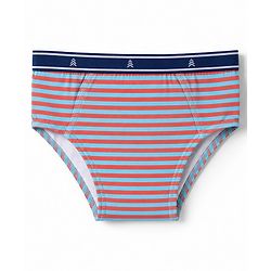 Pine Kids Cotton Elastane Knit Striped Briefs With Aeroplane Print Pack of 3 - Red & Blue