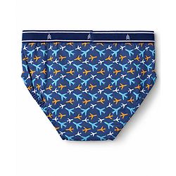 Pine Kids Cotton Elastane Knit Striped Briefs With Aeroplane Print Pack of 3 - Red & Blue