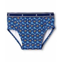 Pine Kids Cotton Elastane Knit Striped Briefs With Aeroplane Print Pack of 3 - Red & Blue