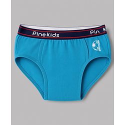 Pine Kids Cotton Elastane Knit  Male Briefs With  Football Print Pack of 3-Blue