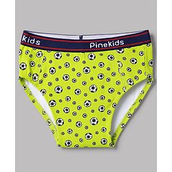 Pine Kids Cotton Elastane Knit  Male Briefs With  Football Print Pack of 3-Blue