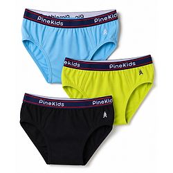 Pine Kids Cambric Knit Solid Brief Pack of 3 - Light Blue, Green & Black