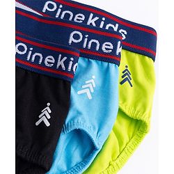 Pine Kids Cambric Knit Solid Brief Pack of 3 - Light Blue, Green & Black