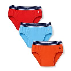 Pine Kids Cambric Woven Briefs Pack of 3 - Red, Light Blue & Orange (Color May Vary in Title)