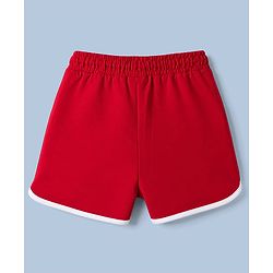 Pine Active Terry Knit Above Knee Length Solid Color Performance Shorts - Red