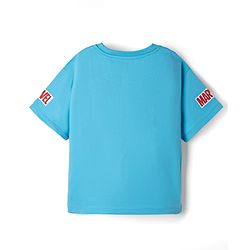 Pine Kids Marvel Cotton Single Jersey Knit T-Shirt with Half Sleeves and Avenger Graphics - Blue