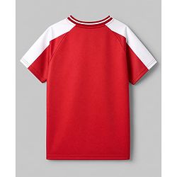 Pine Active Knit Half Sleeves Football T-Shirt With Text Print - Red