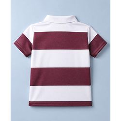 Pine Active Knit Half Sleeves Football Tee With Text Print - Maroon & White