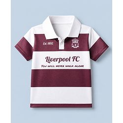Pine Active Knit Half Sleeves Football Tee With Text Print - Maroon & White