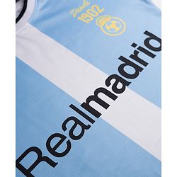 Pine Active Knit Half Sleeves Realmadrid Text Print Football T-Shirt - Light Blue