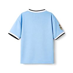 Pine Active Knit Half Sleeves Realmadrid Text Print Football T-Shirt - Light Blue