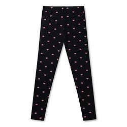 Pine Kids Cotton Lycra Knit Full Length Hearts Printed Leggings - Black