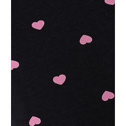 Pine Kids Cotton Lycra Knit Full Length Hearts Printed Leggings - Black