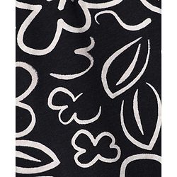 Pine Kids Cotton Lycra Knit Full Length Leggings with Floral Print - Black