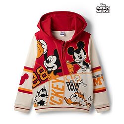 Pine Kids Disney 100% Cotton Knit Full Sleeves Hooded Sweatshirt With Mickey Mouse & Friends Graphic - Red