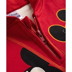 Pine Kids Disney 100% Cotton Knit Full Sleeves Hooded Sweatshirt With Mickey Mouse & Friends Graphic - Red