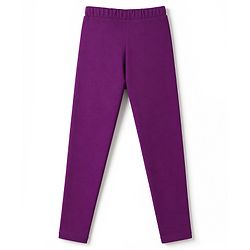 Pine Kids Cotton Lycra Knit Full Length Solid Leggings - Purple