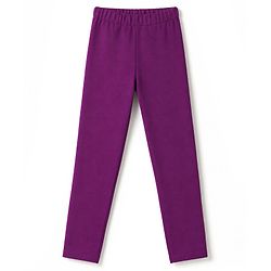 Pine Kids Cotton Lycra Knit Full Length Solid Leggings - Purple