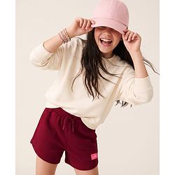 Pine Kids 100% Cotton Looper Knit Solid Shorts - Burgundy
