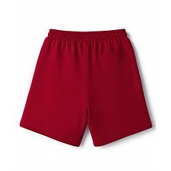 Pine Kids 100% Cotton Looper Knit Solid Short With Heart Print In Maroon