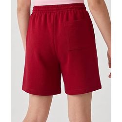 Pine Kids 100% Cotton Looper Knit Solid Short With Heart Print In Maroon