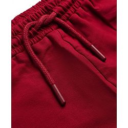 Pine Kids 100% Cotton Looper Knit Solid Short With Heart Print In Maroon