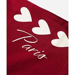 Pine Kids 100% Cotton Looper Knit Solid Short With Heart Print In Maroon