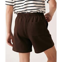 Pine Kids 100% Cotton Looper Knit Solid Shorts With Tape Detailing - Brown