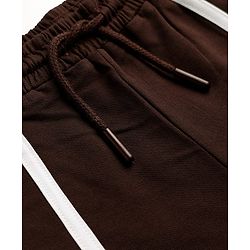 Pine Kids 100% Cotton Looper Knit Solid Shorts With Tape Detailing - Brown