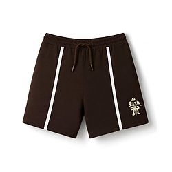 Pine Kids 100% Cotton Looper Knit Solid Shorts With Tape Detailing - Brown
