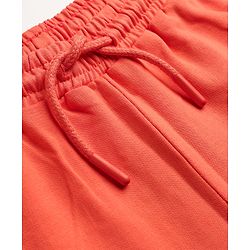 Pine Kids 100% Cotton Looper Knit Solid Shorts With Lace - Peach