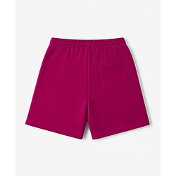 Pine Kids 100% Cotton Looper Knit Solid Shorts With Text Print - Brown