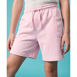Pine Kids 100% Cotton Looper Knit Solid Shorts With Side Pockets - Light Pink