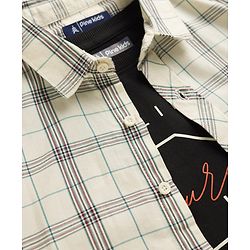 Pine Kids 100% Cotton Woven Full Sleeves Checks Shirts and T-shirt with Half Sleeves Tee and Believe In Yourself Print - Beige
