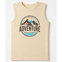 Pine Kids 100% Cotton Woven Shirts with Tank Top and Full Sleeves and Mountains Print - Brown