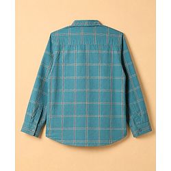 Pine Kids 100% Cotton Woven Shirts with Tank Top and Full Sleeves and Mountains Print - Turquoise