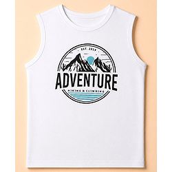 Pine Kids 100% Cotton Woven Shirts with Tank Top and Full Sleeves and Mountains Print - Turquoise
