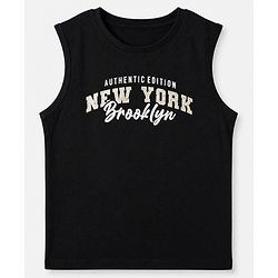 Pine Kids 100% Cotton Woven Shirt with T Shirt Full Sleeves and Authentic Edition New York Brooklyn Print in Beige