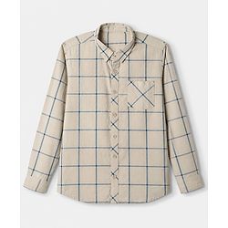 Pine Kids 100% Cotton Woven Shirt with T Shirt Full Sleeves and Authentic Edition New York Brooklyn Print in Beige