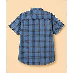 Pine Kids 100% Cotton Woven Half Sleeves Checked Shirt and T-Shirt with Progress With Process Text Print in Light Blue