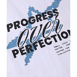 Pine Kids 100% Cotton Woven Half Sleeves Checked Shirt and T-Shirt with Progress With Process Text Print in Light Blue