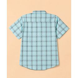 Pine Kids 100% Cotton Woven Full Sleeves Checks Shirts and T-shirt with Half Sleeves and Aviation Text Print - Mint Green