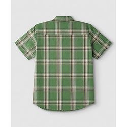 Pine Kids 100% Cotton Woven Half Sleeves Checked Shirt and T-Shirt with California Text Print - Green