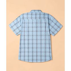 Pine Kids 100% Cotton Woven Full Sleeves Checks Shirts and T-shirt with Half Sleeves and Forever Skating Text Print - Light Blue