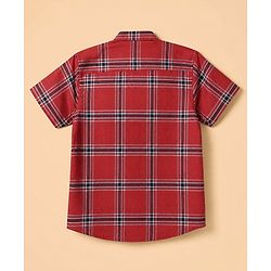 Pine Kids 100% Cotton Woven Half Sleeves Checks Shirts and T-Shirt in Maroon for 4-5 Years