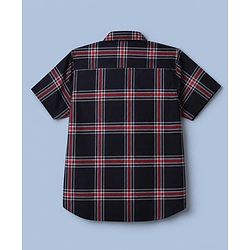 Pine Kids 100% Cotton Woven Half Sleeves Checked Shirt and T-Shirt with Play 82 Print - Navy Blue